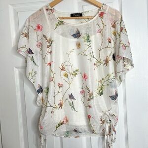 Nordstrom Papillon 2-in-1 Short Sleeve Butterfly & Floral Top size small